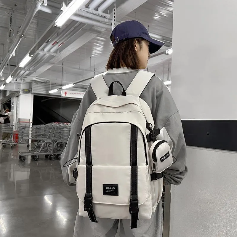 Cwatcun Nylon Backpack Unisex White/Pure Black/Black & White-2