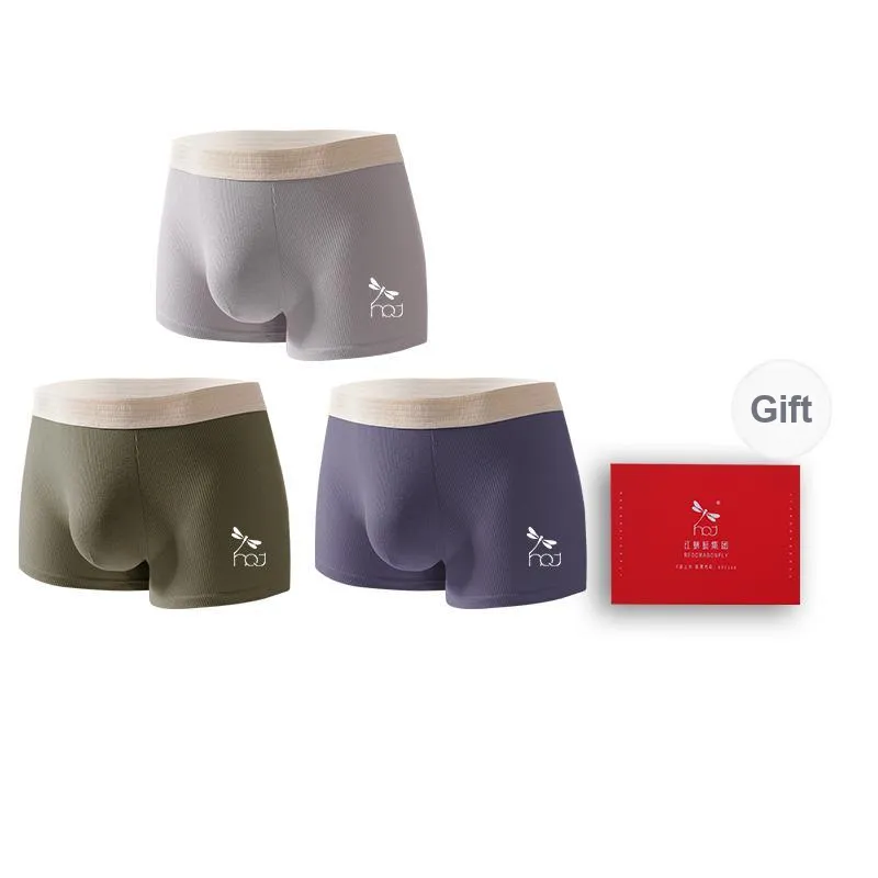 RED DRAGONFLY 100% Cotton Underpants Skin Friendly And Comfortable Men's 4 Piece Gift Box Sets-13