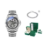 Premium Bracelet Square Box-Silver Case White Dial Silver Steel Band