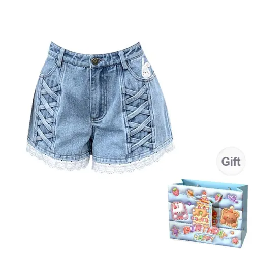 Gentle Welcome Denim Shorts Women's Light Blue