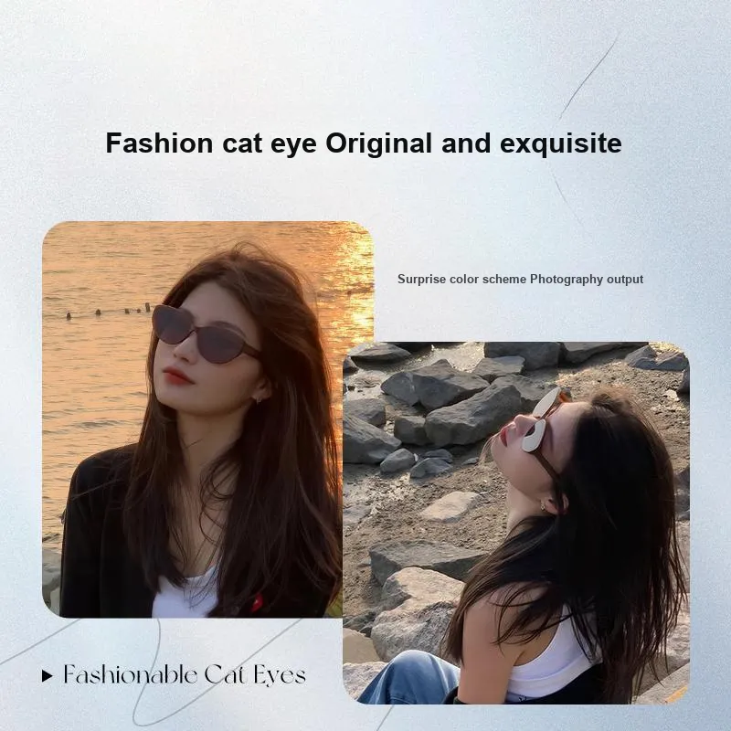 LOHO Plate Frame Cat Eye Driving Outdoors Travel Photography Sun Protection Ultraviolet Sunglasses Unisex-7