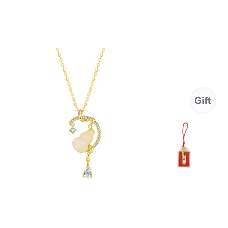 LUXLINE Hetian Jade Necklaces Pale Greenish White Jade Women's-0