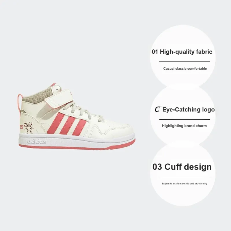 Adidas Neo Postmove Mid Anti Slip Wear Resistant Mid Top Skateboard Shoes Pink White Kids'-1