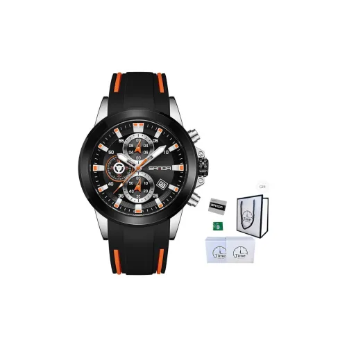 Sanda Кварцевый механизм силиконовый ремешок мужские часы черный циферблат