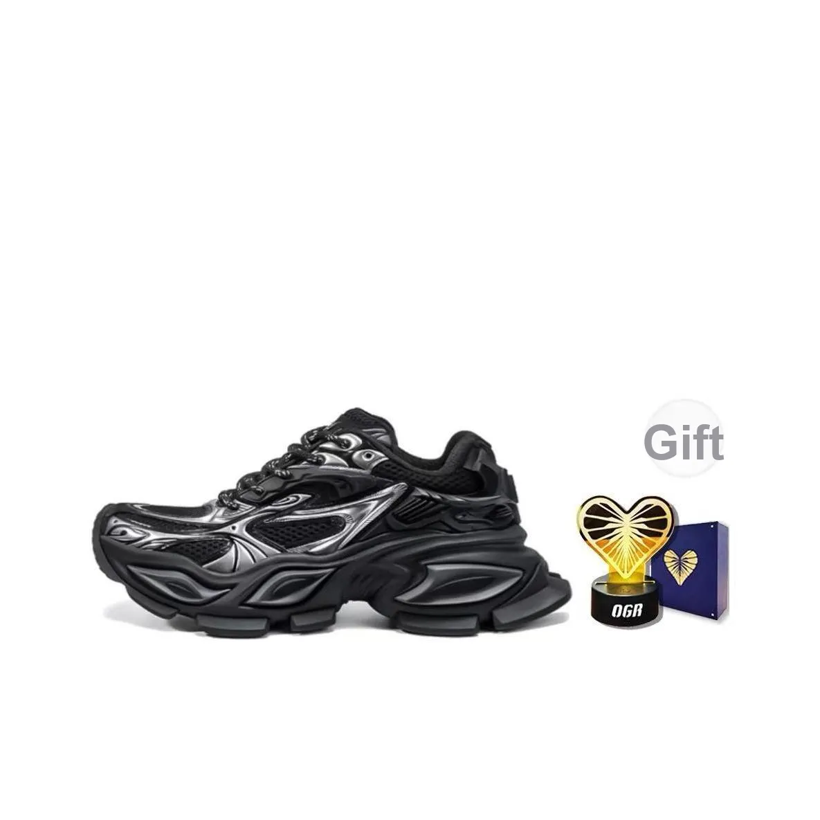 OGR Chunky Sneakers Unisex Low top Black Silver