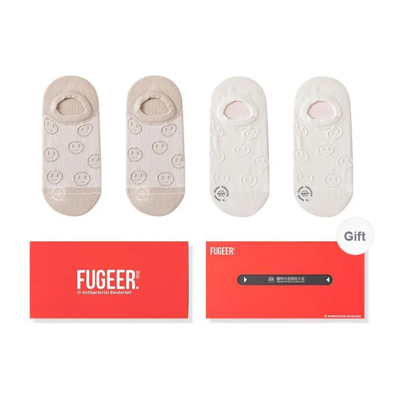 FUGEER No-Show Socks Women's Box 4-Pack-8