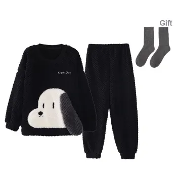 Kerener Pajama Set Autumn And Winter Season Men's Black