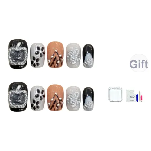 JINGCHANXUE Яблоко Будильник Ручная Рисовка 3D-эффект Городской Шик Стиль False Nail Короткий Стул Кожа Положительный