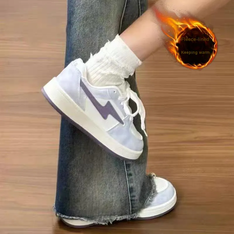 MXGM Warm Anti Slip And Wear Resistant Lightweight Height Increasing Low Top Skateboard Shoes Women's Lavender-2