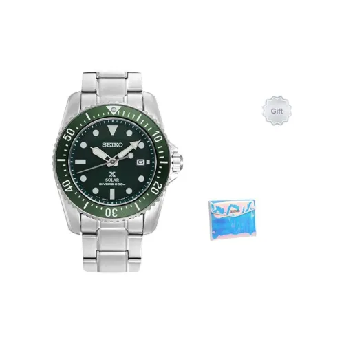 SEIKO Prospe Collection Солнечный механизм Часы Мужские Нержавеющая сталь Ремешок Зеленый циферблат