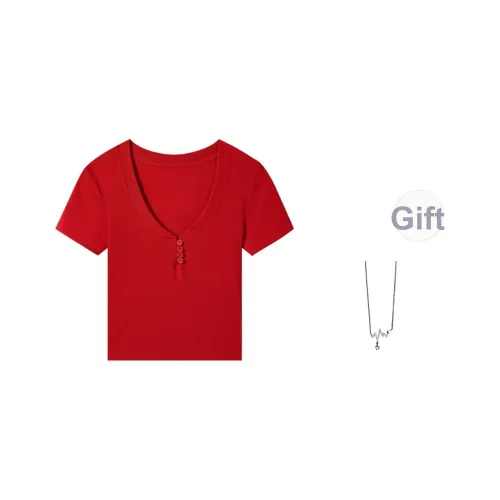 Grace Красный с ожерельем Женские футболки
