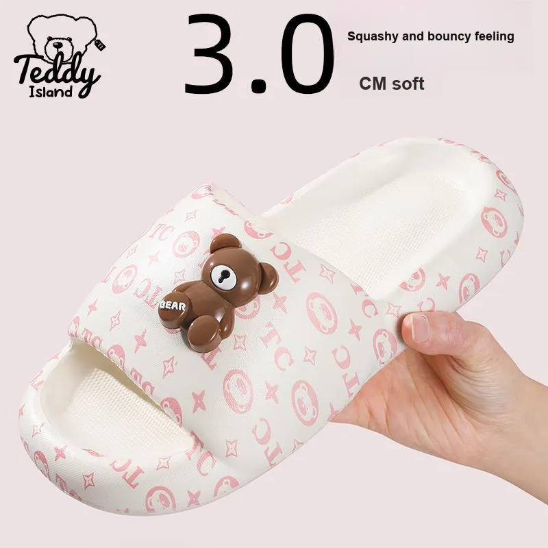 TEDDY ISLAND 2025 Cute Bear EVA Platform Home Slippers With Squashy And Bouncy Feeling Outerwear-3