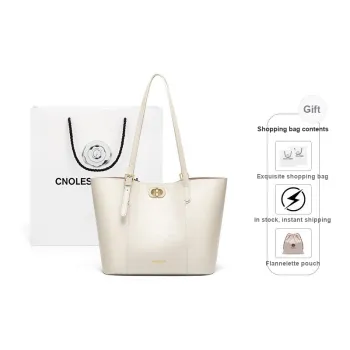 CNOLES Synthetic Leather Shoulder Bag Crossbody Bag Regular Extra Large Women's Cream White