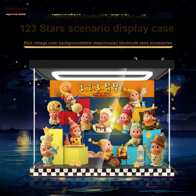 LIGHT YOUR BRICKS Compatibility Pop Mart 123 Stars Human Collection Display Case Model Accessories-16