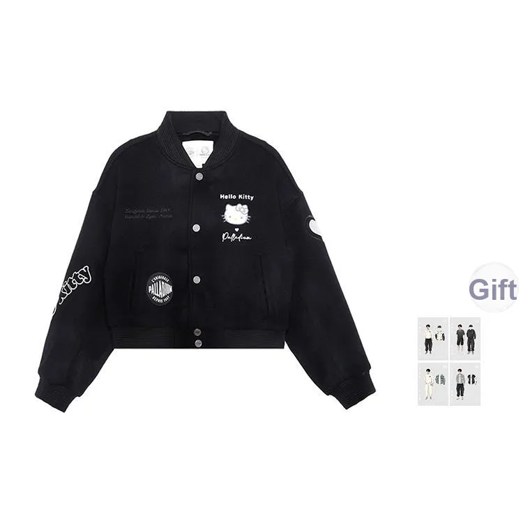 Palladium x Hello Kitty Baseball Jacket Coat Women's Lead Black