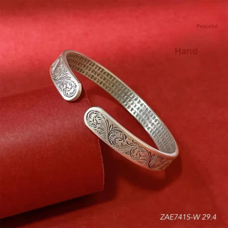 U state Sterling Silver Bangle 999 Fine Silver Unisex-4