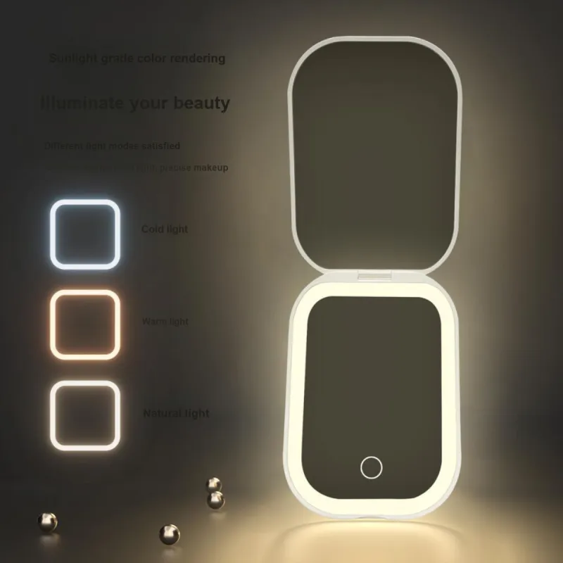 Future Maple With LED Light Make Up Mirrors Tricolor Light HD Refill-2