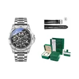 Premium Gift Square Box-Silver Case Black Dial Silver Steel Band