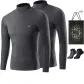 2 Pack Mock Neck Unlined Clothing (Dark Gray+Dark Gray) with 2 Pack Socks+Shopping Bag