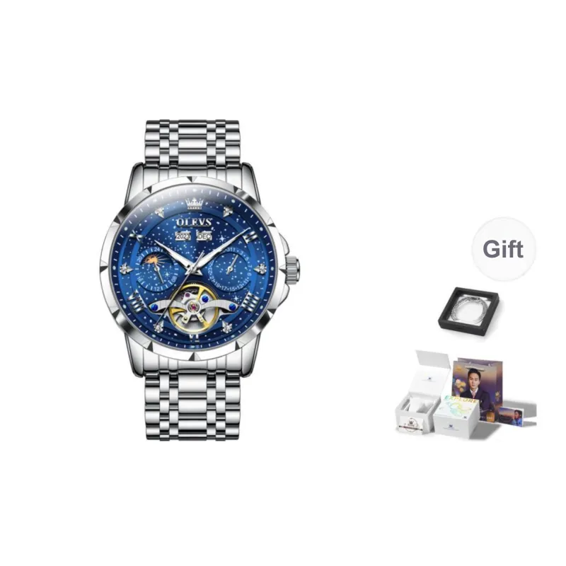 OLEVS Automatic Mechanical Movement Stainless Steel Watchband Watch Men's Watches Black Dial-3