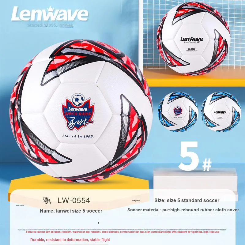 LENWAVE Size 4 Soccer TPU Machine Stitched Soccer Ball Unisex Red White-3