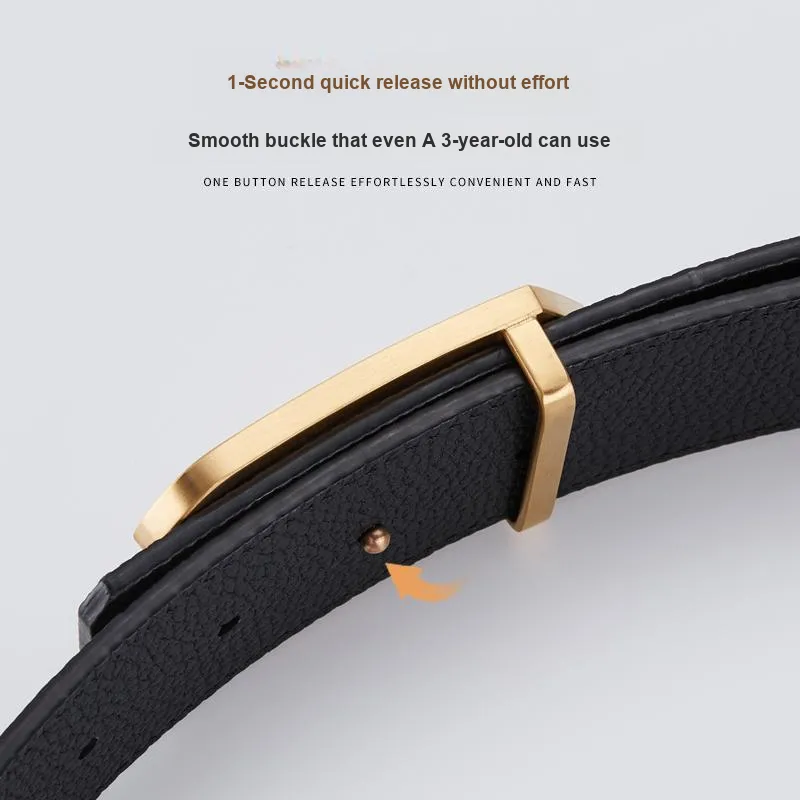 GUSKI Top Grain Cow Leather Belt Husband Elegance Belted Pants Men's Width 3.9cm Gift Box Set-3