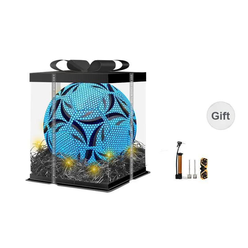 SIPAKESPORT Size 4 5 Size Soccer PU Machine Stitched Soccer Ball Unisex Glow In The Dark Blue-7