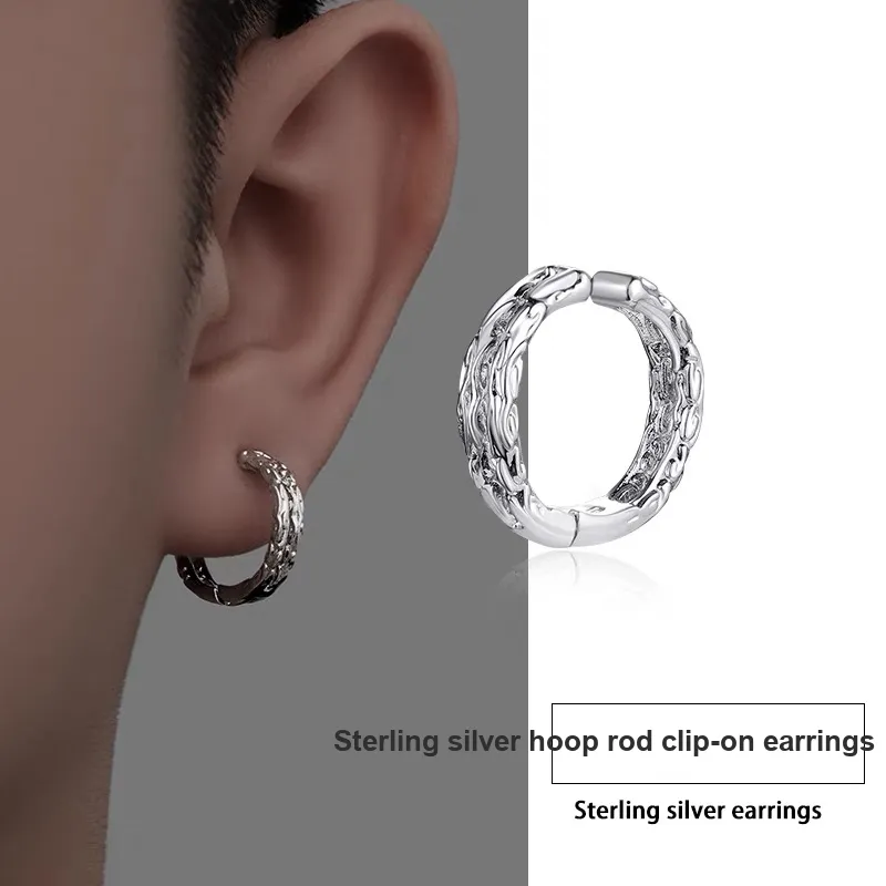 ZWU 925 Sterling Silver Earrings Men's-5