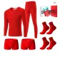 Thickened and Fleece-Lined/Red 8-Piece Set (1 Crew Neck Long-Sleeved Shirt, 1 Pants, 2 Underpants, 4 Socks) with Premium Box