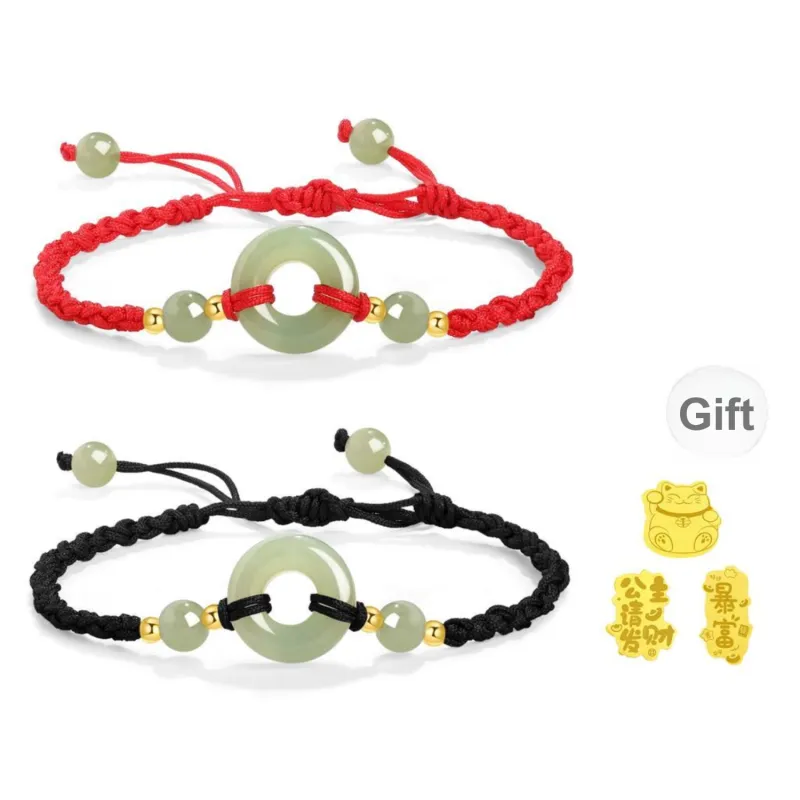 Lao Feng Xiang Hetian Jade Bracelets White Jade/Pale Greenish White Jade Unisex-17