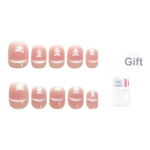 Yun Yue Joe Осветляющий Улыбка Кошачий глаз Элегантность Ногтевой Короткий LADDER 14 мм Розовый Линия False Nail Короткий LADDER
