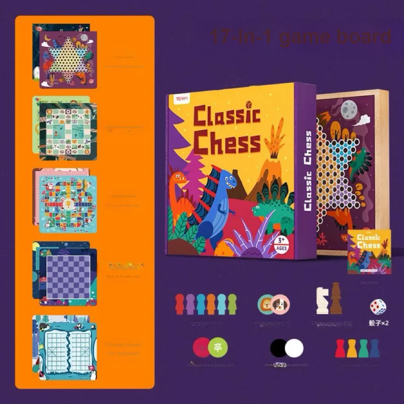 Lezhi By Me Flying Chess Checkers Multifunction Board Chinese Chess Gomoku Board Games-3