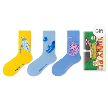 PL Mid Calf Socks Unisex Shopping Bag 3 Pack Mixed Color