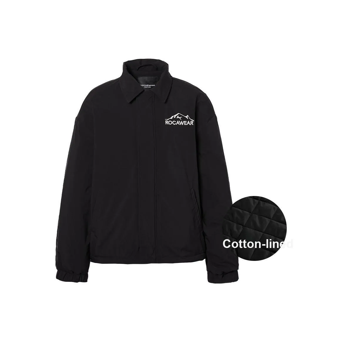 ROCAWEAR Letter Lapel Loose Fit Thickened Cotton Down Jacket Unisex ROCAWEAR Буква Отложной воротник Свободный крой Утолщенный хлопковый пуховик Унисекс