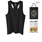 Y-Neck Tank Top 1 Pack (Black) 100% cotton High-Rebound/Sweat-Wicking/Breathable/Shopping Bag Included