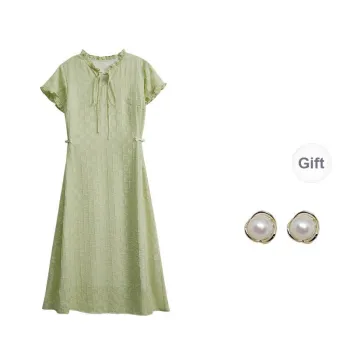 ANNECHEN Short Sleeved Dress Women's Light Green