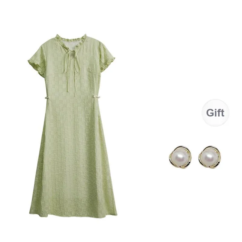 ANNECHEN Short Sleeved Dress Women's Light Green-0