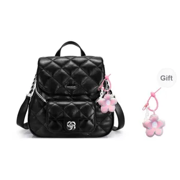 JUST STAR Synthetic Leather Commute Backpack Regular Women's Black