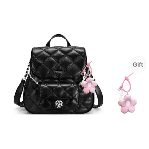 JUST STAR Synthetic Leather Commute Backpack Regular Women's Black