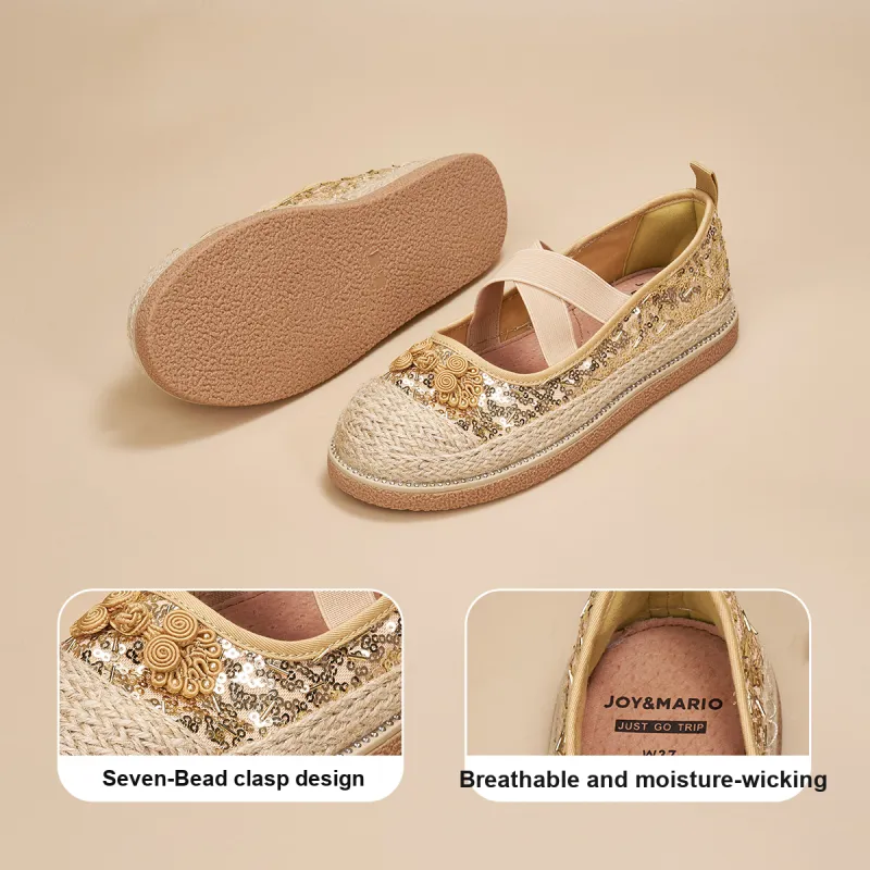 Joy&Mario Espadrilles Women's Black/Gold/Champagne-16