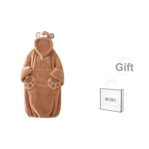 Beerus Brown Bear Sleep Robe Shopping Bag Women's Bath Robes