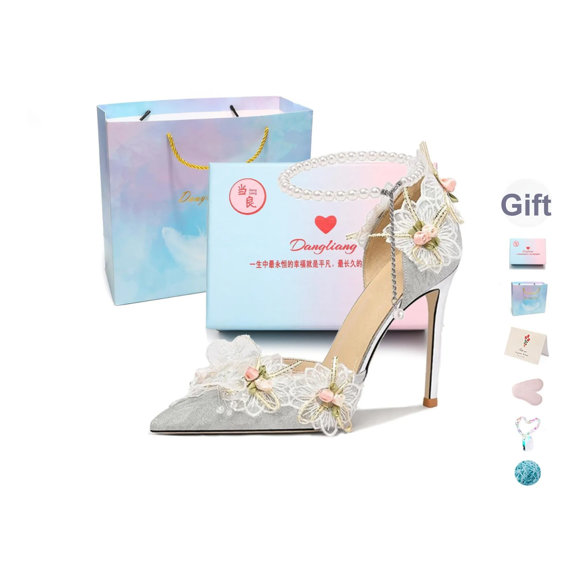 Be Good Волшебник страны Оз Shimmering Shadows Узкий каблук Высокие каблуки Женское серебро Подарочный набор в коробке