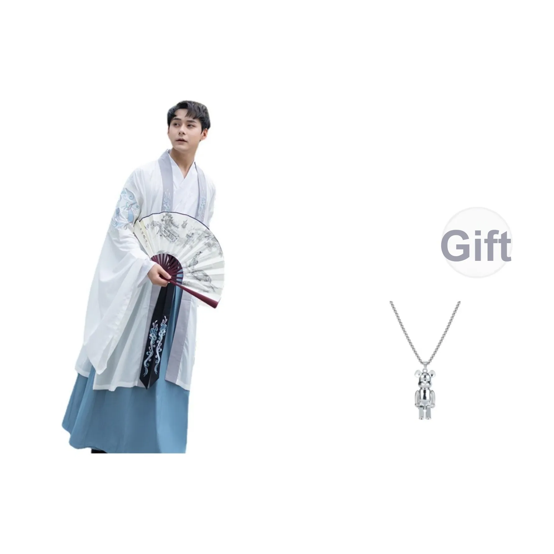 TUCANO Белый Синий Платье Двухкомпонентный Комплект Мужские Танцевальные Костюмы