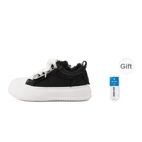 SOAP OPERA Anti Slip Wear Resistant Low Top Canvas Skateboard Shoes 5cm Unisex Black