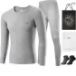 Crew Neck Clothing Sets (Light Gray) 100% cotton Antibacterial/Includes 2 Pairs of Cotton Socks+Shopping Bag