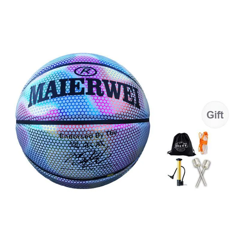 Melway PU Basketball Dazzling Color Size 7 Glow In The Dark Unisex-1