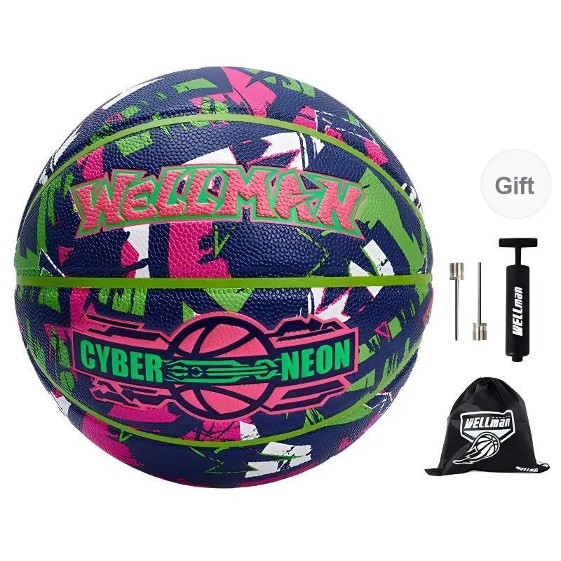 WELLman PU Basketball Blue Pink Size 7 Street Training Competition Unisex-0