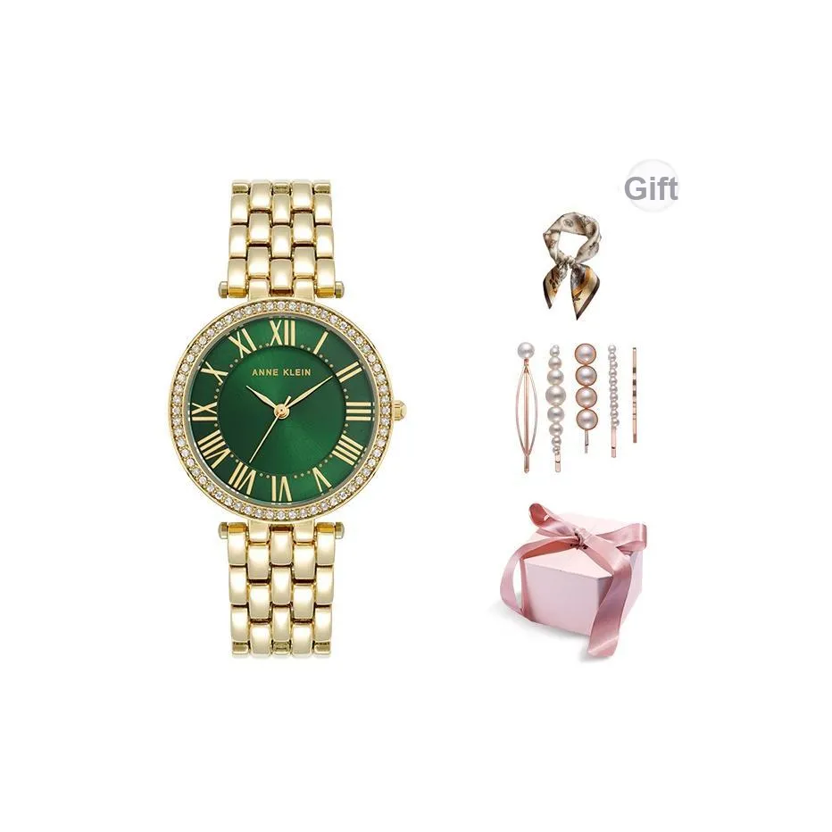 ANNE KLEIN Наручные часы Кварцевый механизм Сплав Ремешок Зеленый циферблат Женские часы