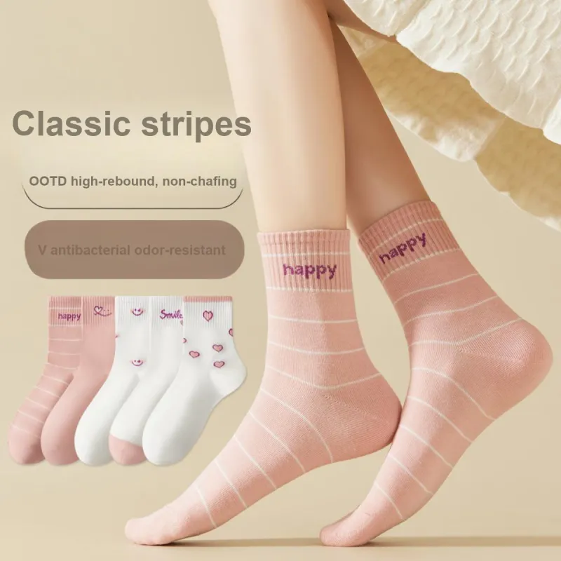 MIIOW Mid Calf Socks Women's 5 Pack Mixed Color-1