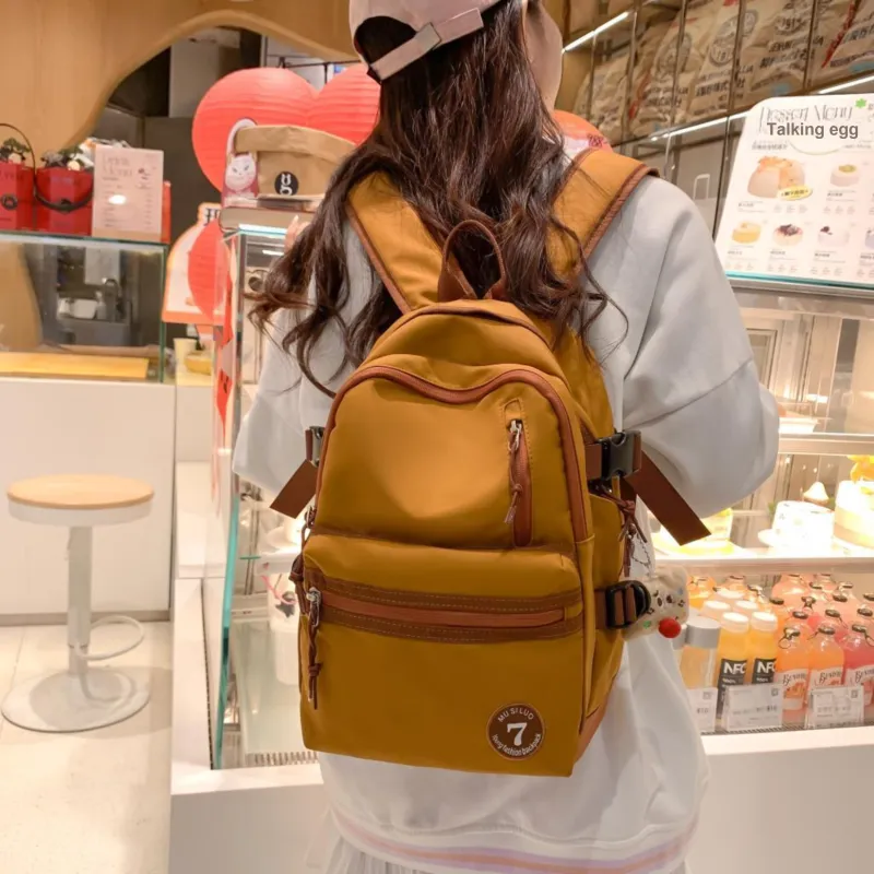 URBAN FOREST Nylon Backpack Unisex White/Black/Red/Pink/Brown-19
